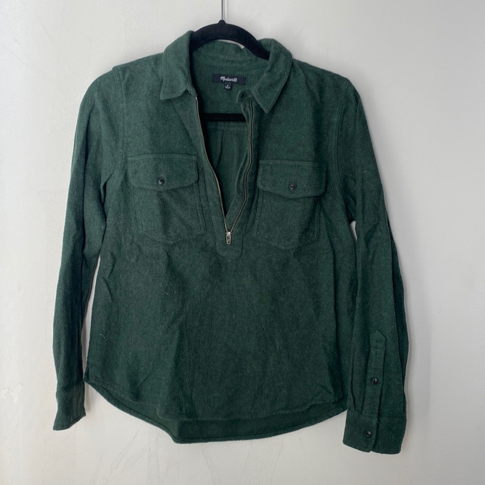 Madewell flannel popover shirt with half zip size small